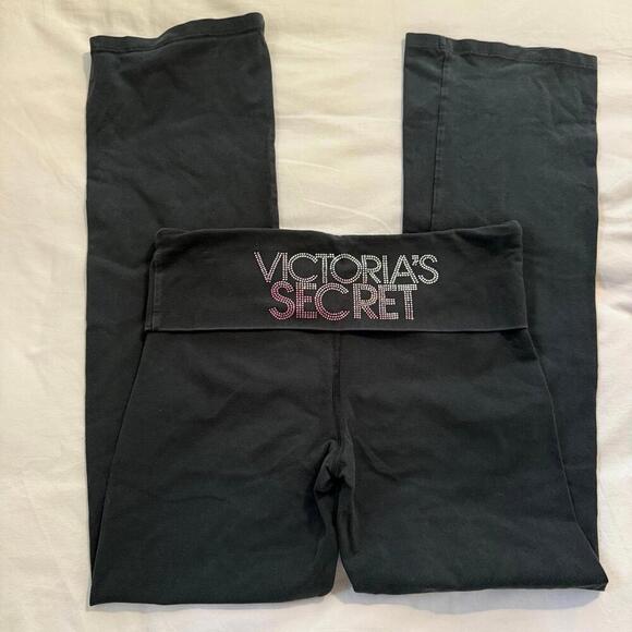 Y2K Victoria's Secret Bling foldover Waist Flare Yoga Pants